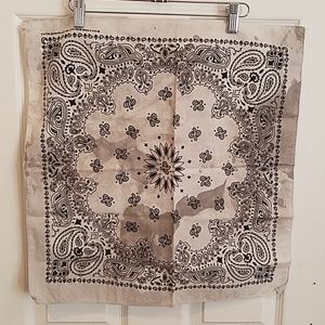 GASOLINE GLAMOUR Accessories - White paisley hand dyed custom bandana 21" new GASOLINE GLAMOUR Accessories - White paisley hand dyed custom bandana 21" new